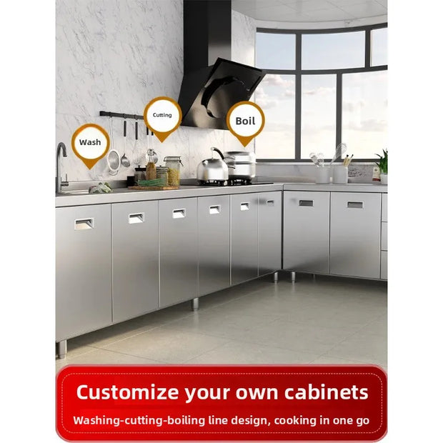 Custom Kitchen Stove, Storage Cabinet, 304 Stainless Steel Integrated, Suitable for Home Kitchens