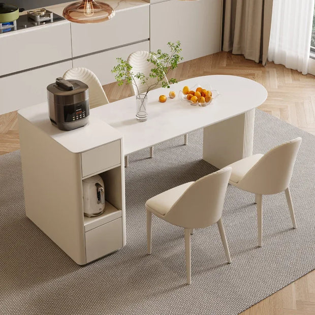 Kitchen Island with Extendable Dining Table Integrated Rolling Kitchen Storage Household with Slate Rack Cabinet for Kitchen