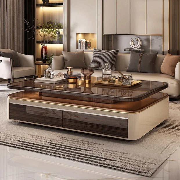 Modern Villa Living Room Low Coffee Tables Nordic Luxury Design Glass Coffee Tables Wooden Salon Home Furniture Salontafel FYCT