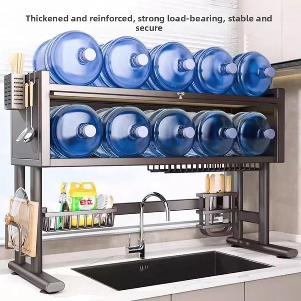 Kitchen Sink Storage Ra Dustproof Cabinet Door Diware Draining Ra with Door Creative Dining Utensils Organization