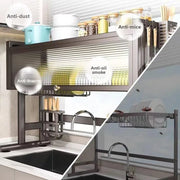 Kitchen Sink Storage Ra Dustproof Cabinet Door Diware Draining Ra with Door Creative Dining Utensils Organization