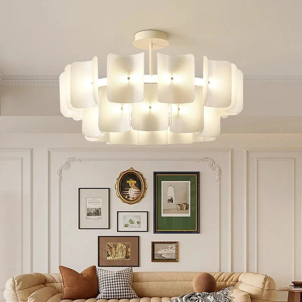 Led Large Chandelier Bedroom Minimalist White Acrylic Lamp Dining Living Room Hotel Lobby Hanging Lamp Fixture