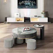 Modern Design Living Room Furniture With Turntable Wooden Drawer Storage Luxury Marble TV Stand