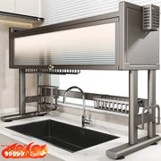 Kitchen Sink Storage Ra Dustproof Cabinet Door Diware Draining Ra with Door Creative Dining Utensils Organization