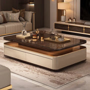 Modern Villa Living Room Low Coffee Tables Nordic Luxury Design Glass Coffee Tables Wooden Salon Home Furniture Salontafel FYCT