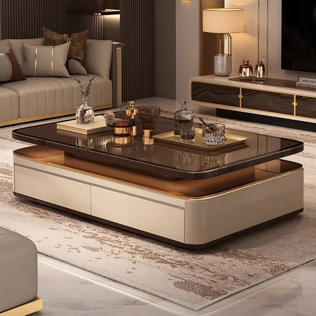 Modern Villa Living Room Low Coffee Tables Nordic Luxury Design Glass Coffee Tables Wooden Salon Home Furniture Salontafel FYCT