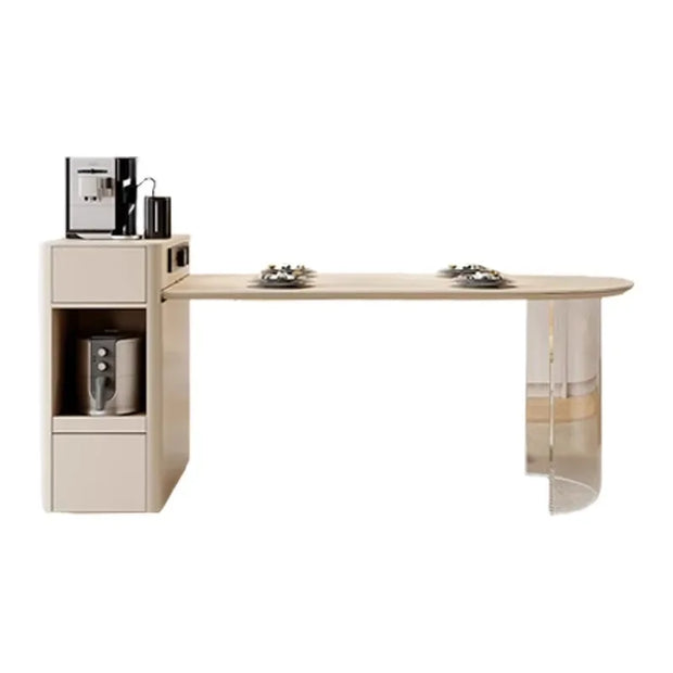 Kitchen Island with Extendable Dining Table Integrated Rolling Kitchen Storage Household with Slate Rack Cabinet for Kitchen