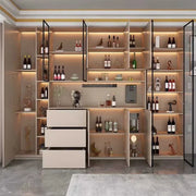 Large Modern Kitchen CabinetHutch Storage Sideboards Freestanding Kitchen Pantry with Glass Doors and Drawers Sideboard Buffet