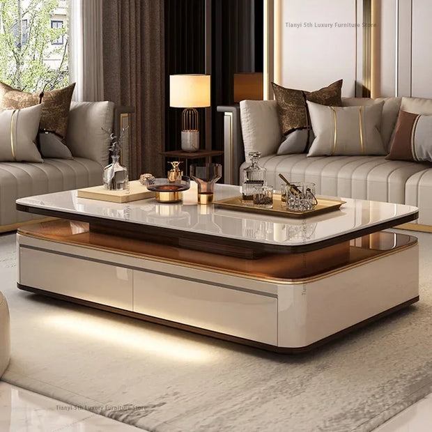 Modern Villa Living Room Low Coffee Tables Nordic Luxury Design Glass Coffee Tables Wooden Salon Home Furniture Salontafel FYCT