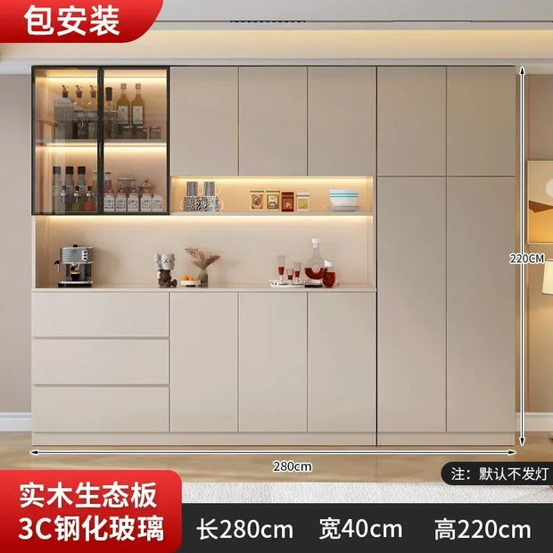 Large Modern Kitchen CabinetHutch Storage Sideboards Freestanding Kitchen Pantry with Glass Doors and Drawers Sideboard Buffet