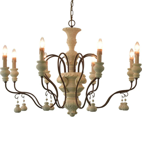 Classic France USA Solid Wood Chandeliers Lighting Living Dining Room Decor Wood  Suspension Luminaire Hanging Light Fixtures