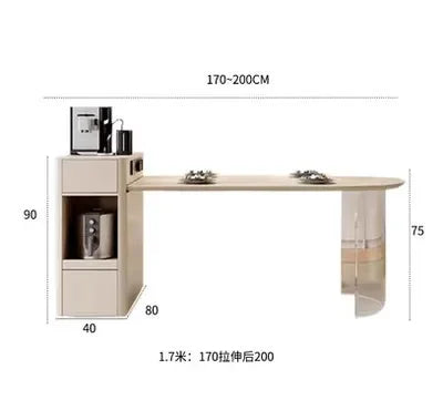 Kitchen Island with Extendable Dining Table Integrated Rolling Kitchen Storage Household with Slate Rack Cabinet for Kitchen