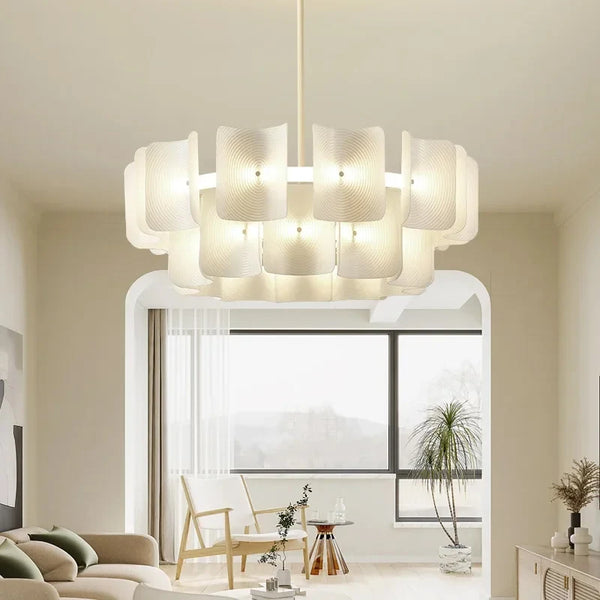 Led Large Chandelier Bedroom Minimalist White Acrylic Lamp Dining Living Room Hotel Lobby Hanging Lamp Fixture