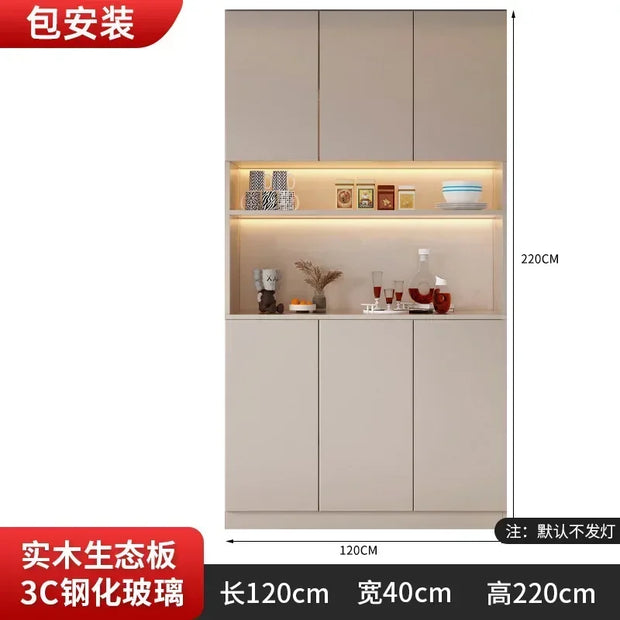 Large Modern Kitchen CabinetHutch Storage Sideboards Freestanding Kitchen Pantry with Glass Doors and Drawers Sideboard Buffet
