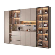 Large Modern Kitchen CabinetHutch Storage Sideboards Freestanding Kitchen Pantry with Glass Doors and Drawers Sideboard Buffet