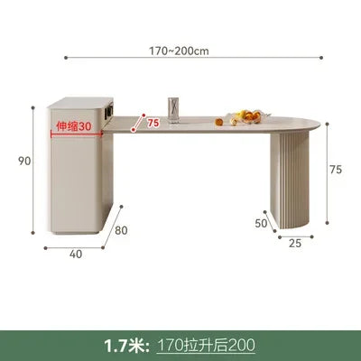 Kitchen Island with Extendable Dining Table Integrated Rolling Kitchen Storage Household with Slate Rack Cabinet for Kitchen