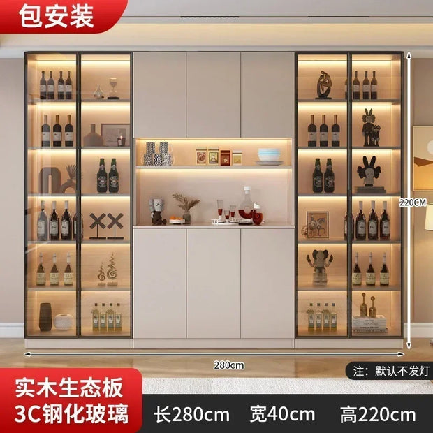 Large Modern Kitchen CabinetHutch Storage Sideboards Freestanding Kitchen Pantry with Glass Doors and Drawers Sideboard Buffet