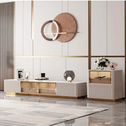 Living Room Furniture Modern Luxury Cabinet TV Stand Stainless Steel +mdf+rock Plate+solid Wood Carton + Wooden Frame Storage