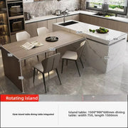 Kitchen Island Table, Dining Table, Retractable and Movable, Rotating Rock Plate Table, Suitable for Bar Kitchens
